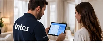 INTAS technician explaining smart home controls
